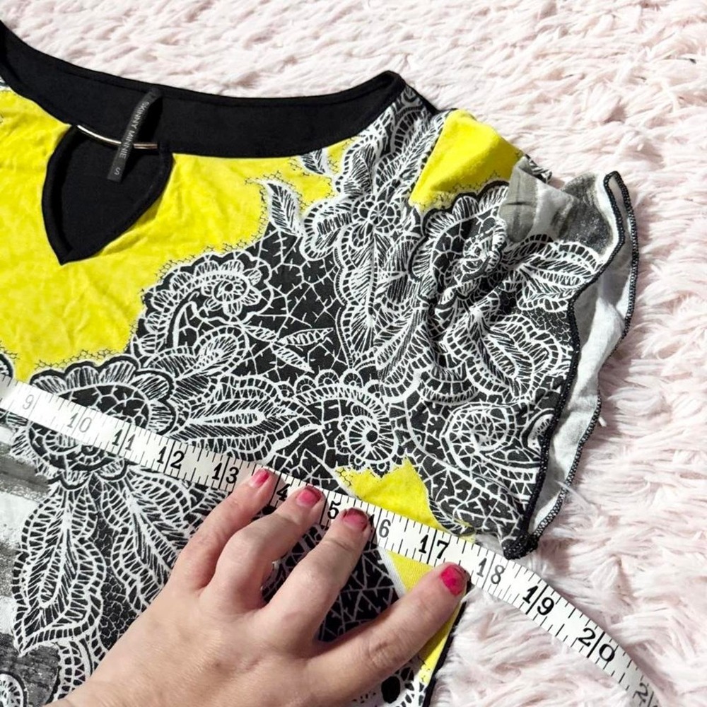 Y2K Art to Wear Floral Distressed Printed Eclectic Sharkbite Hem Top Womens S - Picture 7 of 7